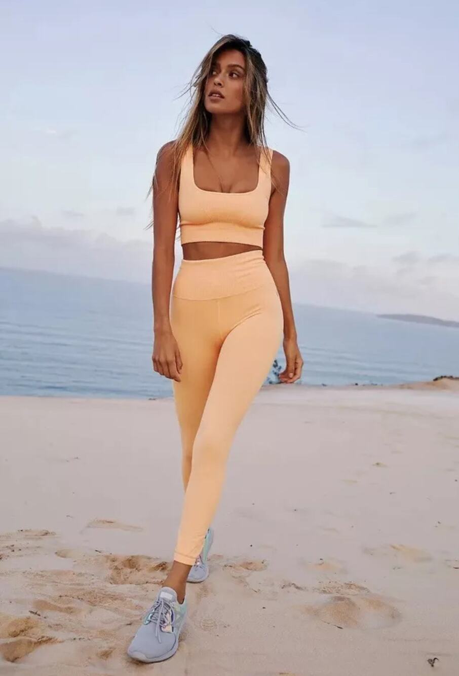 Free People FP Movement XS/S High-Rise 7/8 Good Karma Leggings Peach Orange